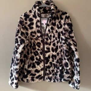 Women’s Leopard Print Zip Up Sherpa
